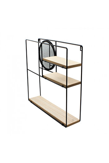 H&S collection Wall shelf with mirror 40x40x10 cm