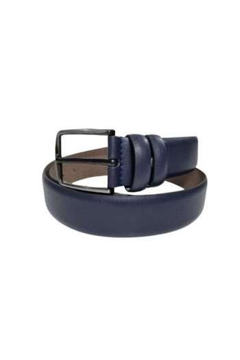 OEM Men's Belt, -Leather, Dark Blue, Width 3.5 cm, 120 cm