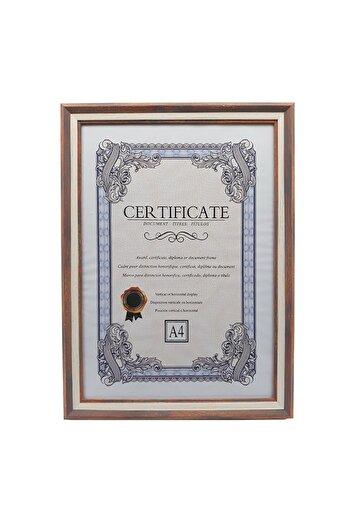 OEM Photo frame A4 format, plastic, wood imitation, stripes, coffee, 24x32cm