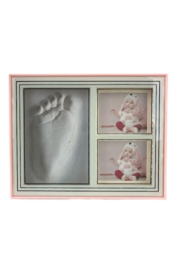 OEM Double photo frame with LED lights and section for baby, pink, 25x20 cm