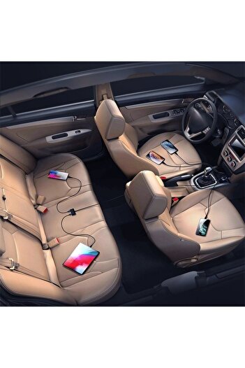 Joyroom Încărcător auto rapid 5x USB 6.2A cu cablu prelungitor negru