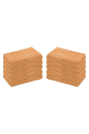 OEM Set 10 prosoape de baie, Bumbac, Bordura Greceasca, 500g/m², 70x140cm, Cappuccino