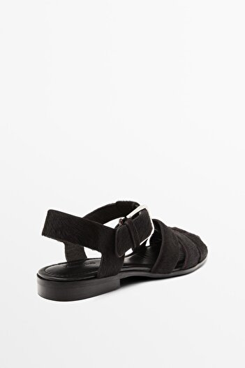 Massimo Dutti Suni kürklü bantlı sandalet