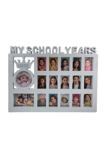 OEM Plastic Photo Frame Collage with Text 'My School Years', Gray, 35x26 cm