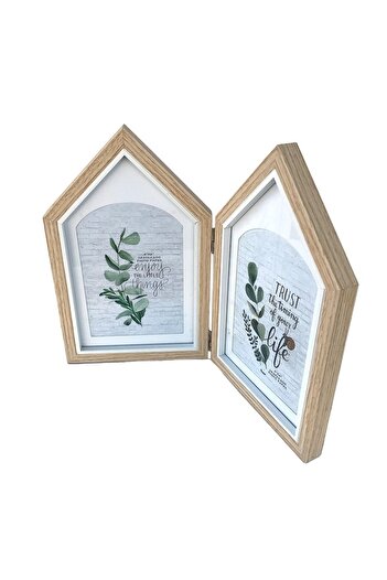 OEM Wooden Double Frame House Shape, 30x23 cm