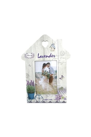 OEM Wooden Photo Frame in the Shape of a House with Lavender Flowers, M1, 20x28 cm