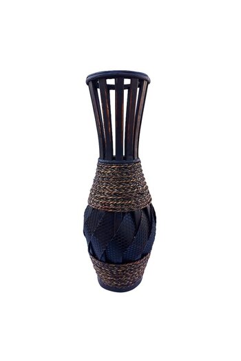 OEM Rattan Vase with Woven Details and Rope, 44cm