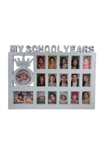 OEM Plastic Photo Frame Collage with Text 'My School Years', Gray, 35x26 cm