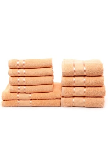 OEM Set 11 bathroom towels, Cotton, 400g/m², Peach color, various sizes