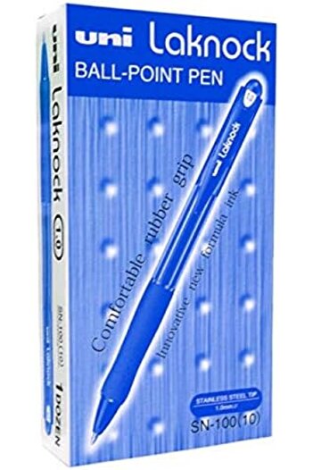UNİ-BALL Laknock Retractable Ball Point Pen 1.0mm, Blue - 12 Pieces