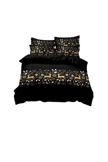 JOJO HOME Lenjerie de pat, Jojo Home, Finet, 1 persoana, 4 piese, Imprimeu Elegant, 155x230cm, Multicolor