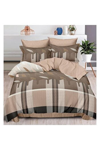 OEM Double Bed Linen 2 Sides, 6 Pieces, 2 Persons, 180x200cm, Finet Satin, Beige Shades