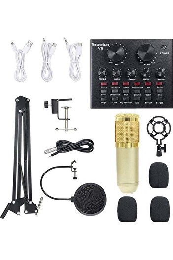 COOYA Professional Condenser Microphone Bundle Set,with Live Sound Card, Excellent Sound Quality,Low Noise
