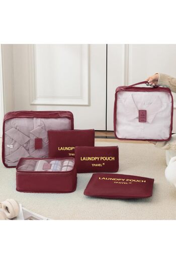 COOYA 6-Pcs Pouch Travel Storage Bag Set,Smooth two-way zippers,Breathable Mesh Tops,Dry & wet separation