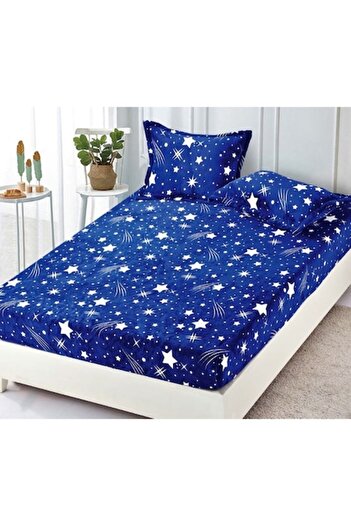 JOJO HOME Elasticated cover for double bed, Jojo Home, Starry Sky print, 3 pieces, 2 persons, Cocolino, 1