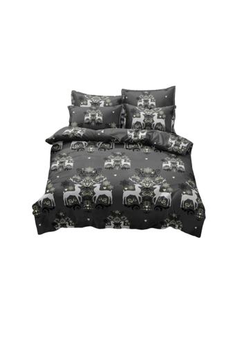 JOJO HOME Bed linen, Fitted sheet, Finet, 2 persons, 6 pieces, elegant with reindeer, 230x240cm,