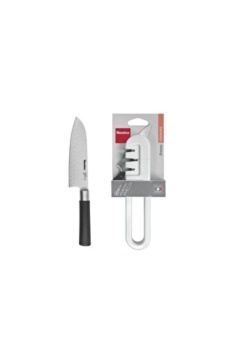 Metaltex Knife Sharpener 19cm (Made in Italy) + Free 29cm Chef’s Knife Sharp Blades, Effortless Prep