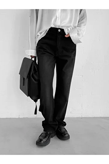 ablukaonline Men's baggy fit jean pants black
