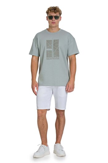 Hatemoğlu Γκρι μπλουζάκι με κανονική εφαρμογή Crew Neck Oversize