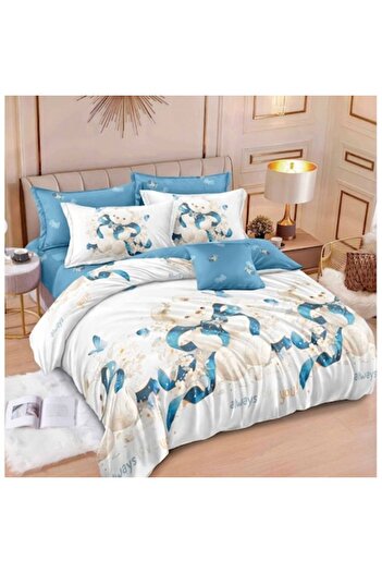 OEM Double bed sheet set, reversible/elastic, 6 pieces, teddy bear, , 180x200cm, Finet Sat