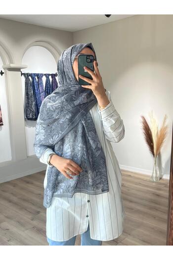 Merwiss Viena Silk Crepe Gray Shawl