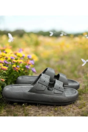 KANTEX Non-Slip Thick Sole Soft Black Slippers for Daily Home Bathroom Balcony Garden Pool Sea Beach