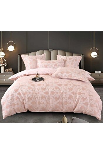 OEM Double Bedding Set, 6 Pieces, 220x240 cm Abstract Print, Pink