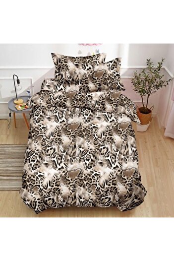 OEM Bed Linen Set, Satin-Finet, Single, 150x220 cm, 4 Pieces, Animal Print, Multicolor