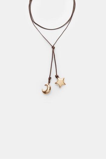 Stradivarius Moon and star cord necklace