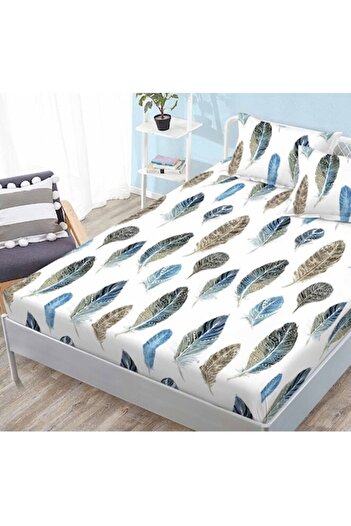 OEM Bed Sheet and Pillowcases, Finet, 3 pieces, 2 persons, feather print, multicolor