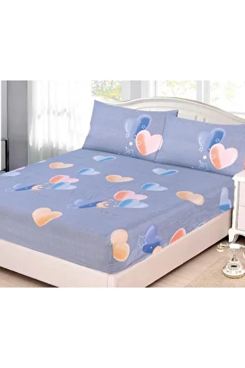 OEM Bed Sheet with Elastic, 2 Person, 3 Pieces, Multicolor, 160x200 cm