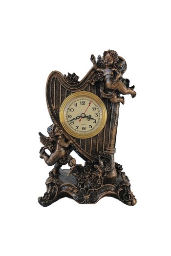 OEM Plastic Clock in Harp Shape with Angels, 16x24 cm