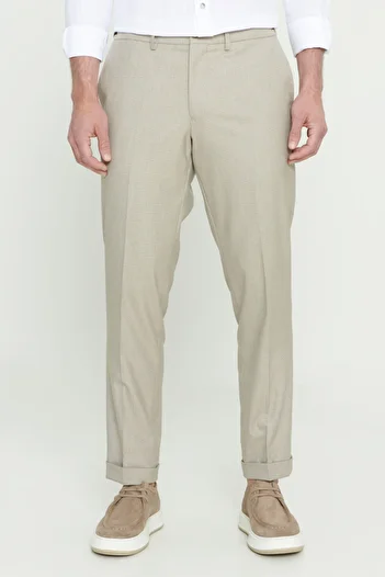 AC&Co / Altınyıldız Classics Men's Brown Comfort Fit Relaxed Cut Side Pocket Patterned Elastic Waist Trousers