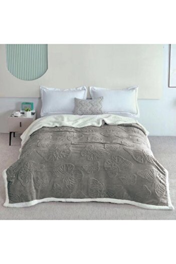 OEM Embossed 3D Fluffy Blanket, 200x230cm, Dark Grey