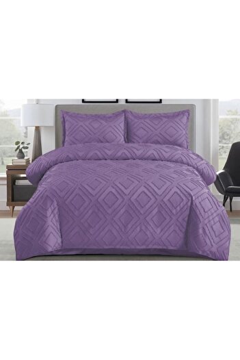 OEM Lenjerie de pat, Grofat M4, Uni, 4 piese, 2 persoane, 230x250cm, Lila