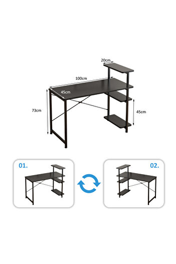 Sheinhome 4-Tier Storage Shelf Study Desk Room-Saving Office Desk Writing Table Workstation