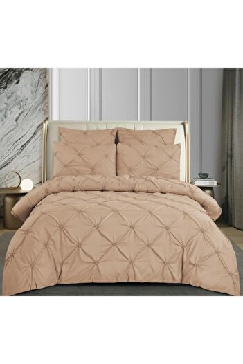 OEM Double Bed Linen, Embroidered Model, Finet, 6 Pieces, 2 Persons, Uni, 180x200cm, Coffee with Milk Co