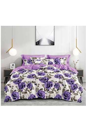 OEM Double Bedding Set, 6 Pieces, 2 Persons, 180x200 cm, Multicolor, Rose Print