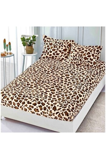 JOJO HOME Elasticated cover for double bed, Jojo Home, Animal Print, 3 pieces, 2 persons, Cocolino, 1