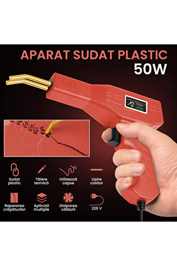 GlowforHome Pack of 2 Plastic Welding Machine Kits, GlowforHome, 400 Reinforcing Staples, 50W Power, Red