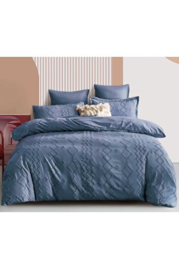 Pucioasa Double Bed Linen Set, Velvet Jacquard Lux M3, Pucioasa, 6 Pieces, 2 Persons, Blue