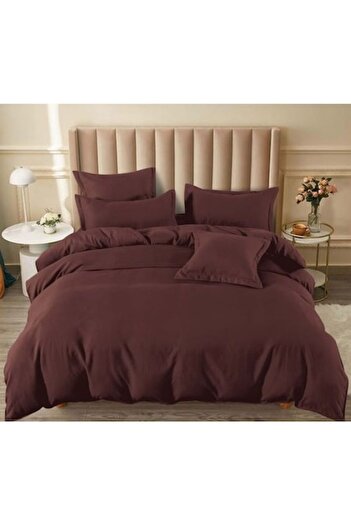 Pucioasa Double Bed Linen, Pucioasa, Uni, 6 pieces, 2 persons, 180x200cm, Finet Satin, Brown