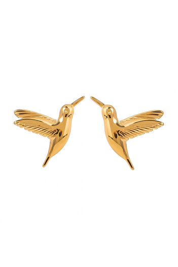 Eva Grace Kenzie gold bird earrings in 18K gold-plated stainless steel