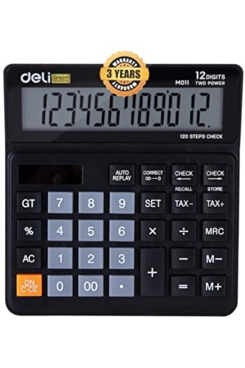 Deli EM01120 LCD Display Screen Calculator, Black