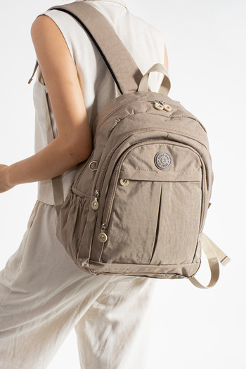 KASVA DERİ School Bag New Season Unisex Backpack Multi-Eye Water Resistant Crinkle Fabric Bag