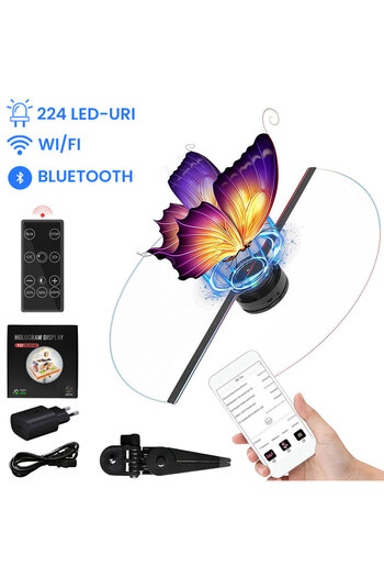 GlowforHome 3D hologram projector display system with 224 LEDs, GlowforHome, fan type, 2x blades, 27 cm