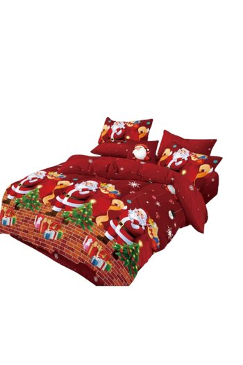 OEM Christmas bedding set, Finet, 4 pieces, single, 160x230cm, Santa Claus on the chimney