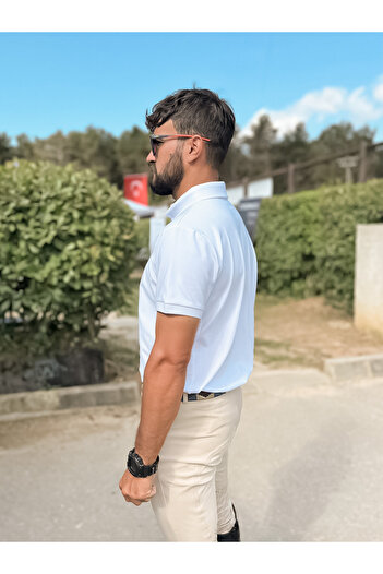 ALPHARİDER Men's Tournament and Rider T-Shirt Polo Neck White Color