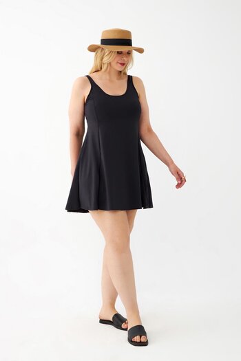 Akbeniz Women's Black Plus Size Plain Dress Swimsuit