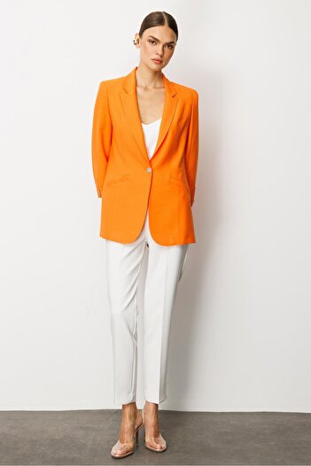 Moda İlgi Modailgi Duble Truvakar Kol Yarım Astarlı Rahat Kesim Ceket Orange